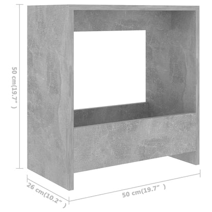 Sivupöytä betonin harmaa 50x26x50 cm