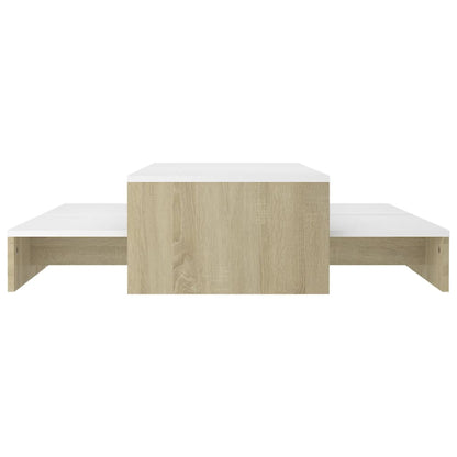 Soffbord vit och sonoma ek Satsbord 100x100x26,5 cm 3 st