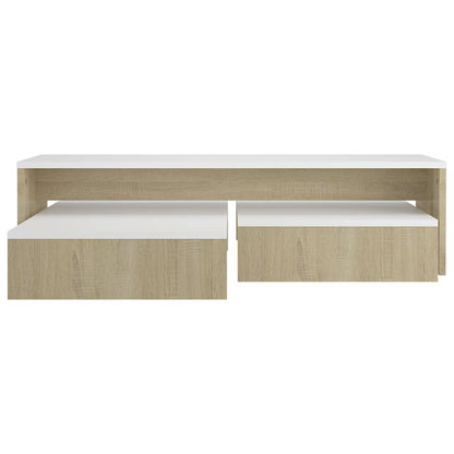 Soffbord vit och sonoma ek Satsbord 100x100x26,5 cm 3 st