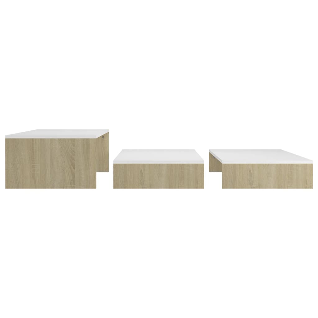 Soffbord vit och sonoma ek Satsbord 100x100x26,5 cm 3 st