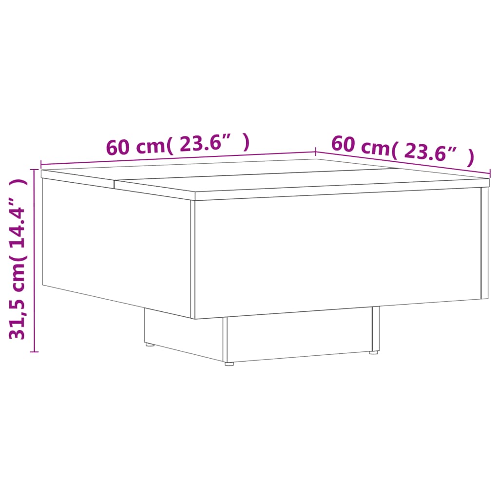 Sohvapöytä betonin harmaa 60x60x31,5 cm