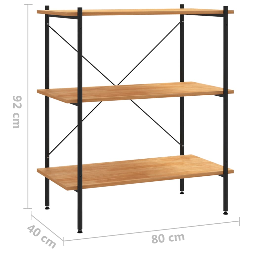 Musta kirjahylly 3 tammihyllyllä 80x40x92 cm