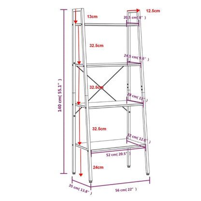 Kirjahylly tummanruskea musta 4 tasoa 56x35x140 cm