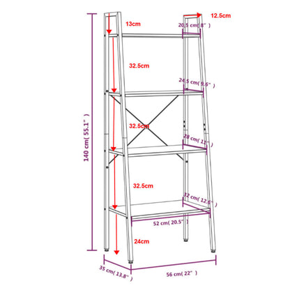 Kirjahylly musta 4 tasoa 56x35x140 cm