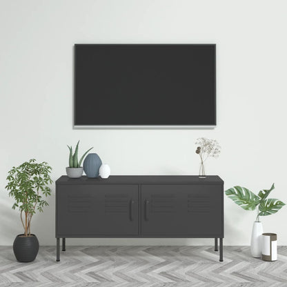 TV-möbel grå antracit TV-bänk 105x35x50 cm stål