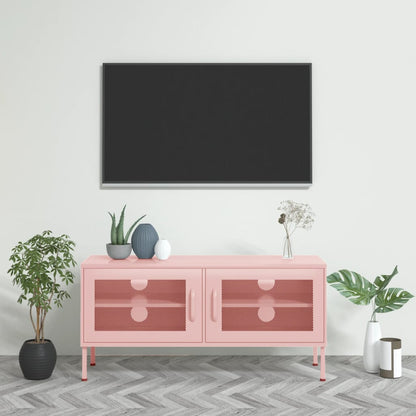 TV-möbel rosa TV-bänk 105x35x50 cm stål