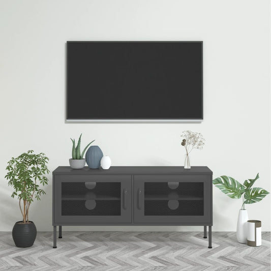 TV-möbel grå antracit TV-bänk 105x35x50 cm stål