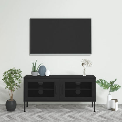 TV-möbel svart TV-bänk 105x35x50 cm stål