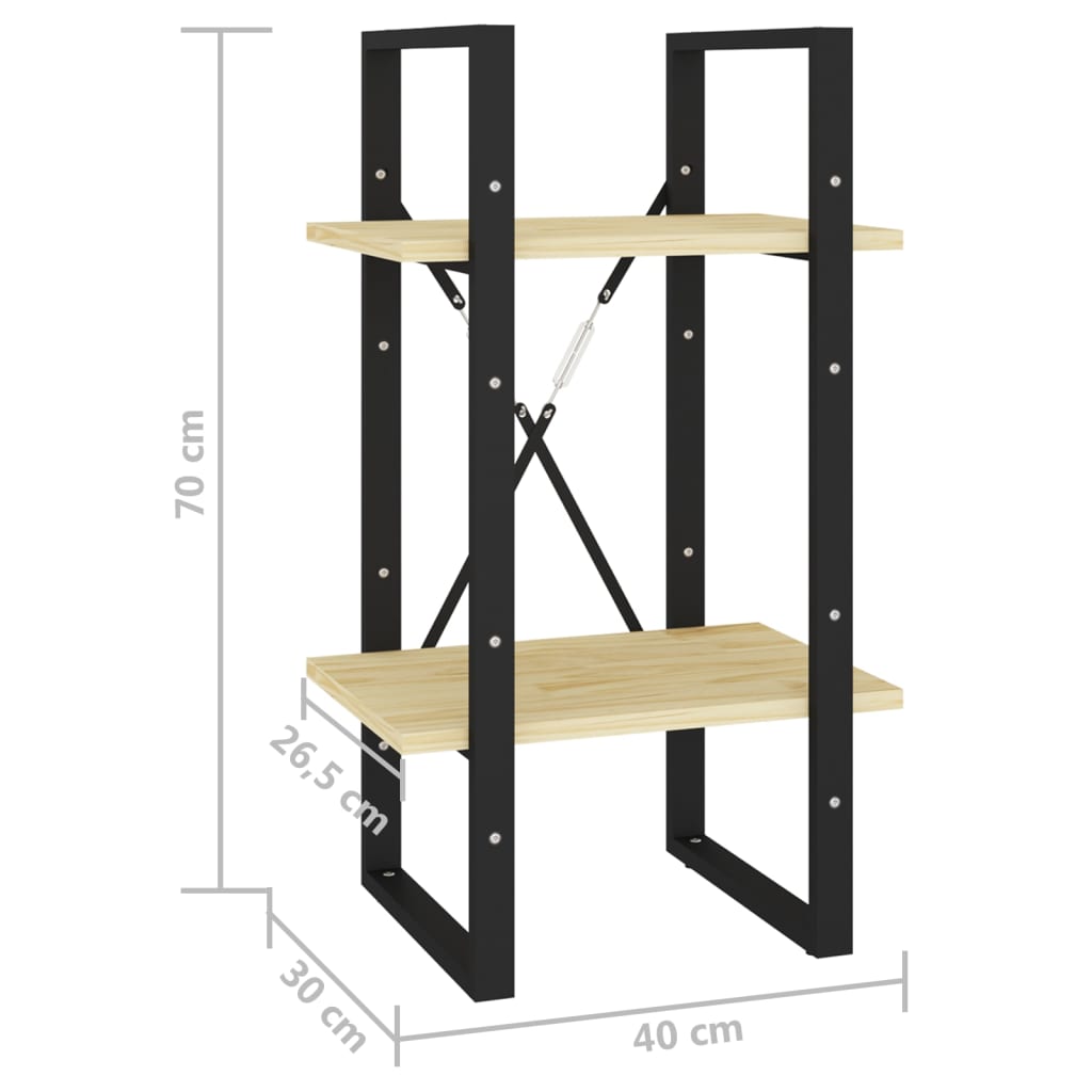 Bokhylla massiv furu natur 2 hyllplan 40x30x70 cm