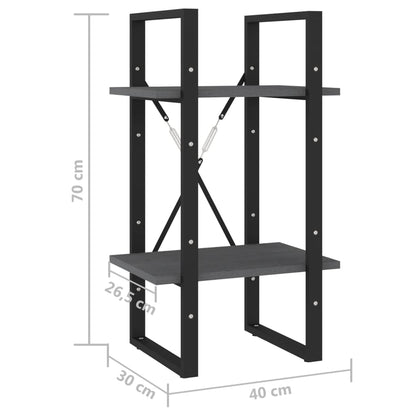 Kirjahylly harmaa 2 hyllyä 40x30x70 cm massiivimäntyä