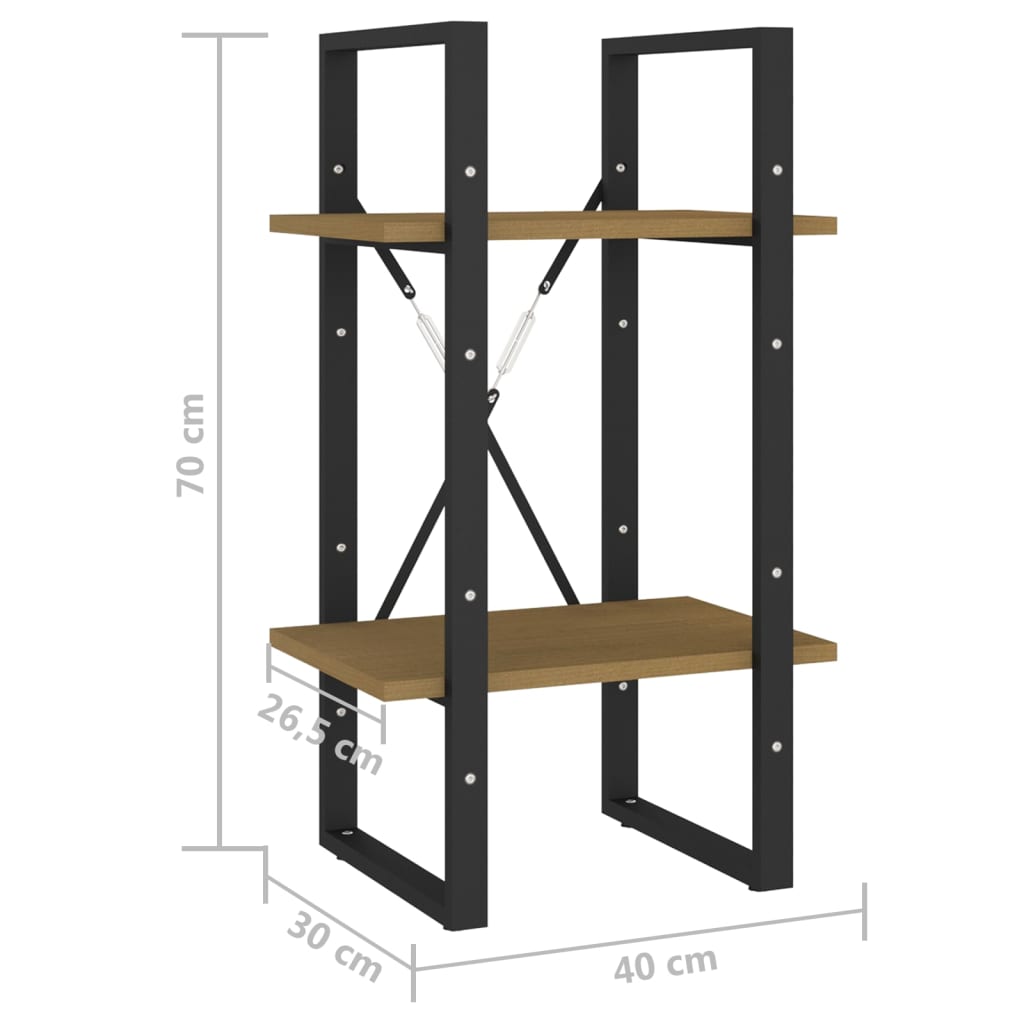 Bokhylla massiv furu natur 2 hyllplan 40x30x70 cm