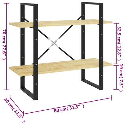 Kirjahylly luonnon massiivimäntyä 2 hyllyä 80x30x70 cm