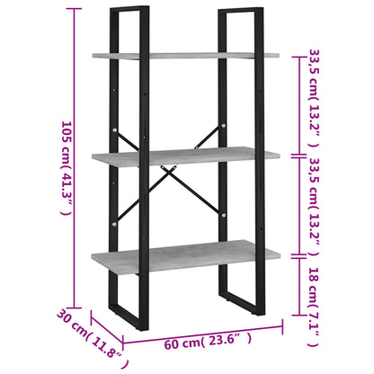 Säilytyshylly betonin harmaa 60x30x105 cm