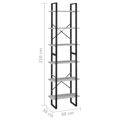 Säilytyshylly betonin harmaa 60x30x210 cm