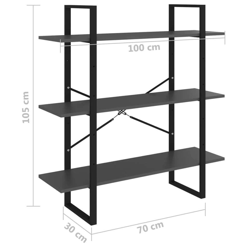 Kirjahylly harmaa 100x30x105 cm