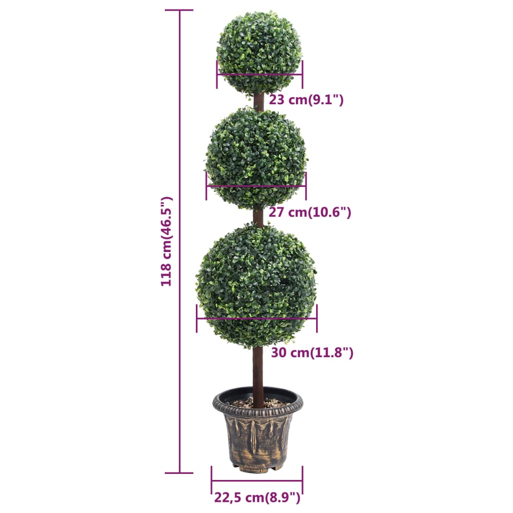 Keinotekoinen puksipuu pallomainen ruukku 118 cm vihreä