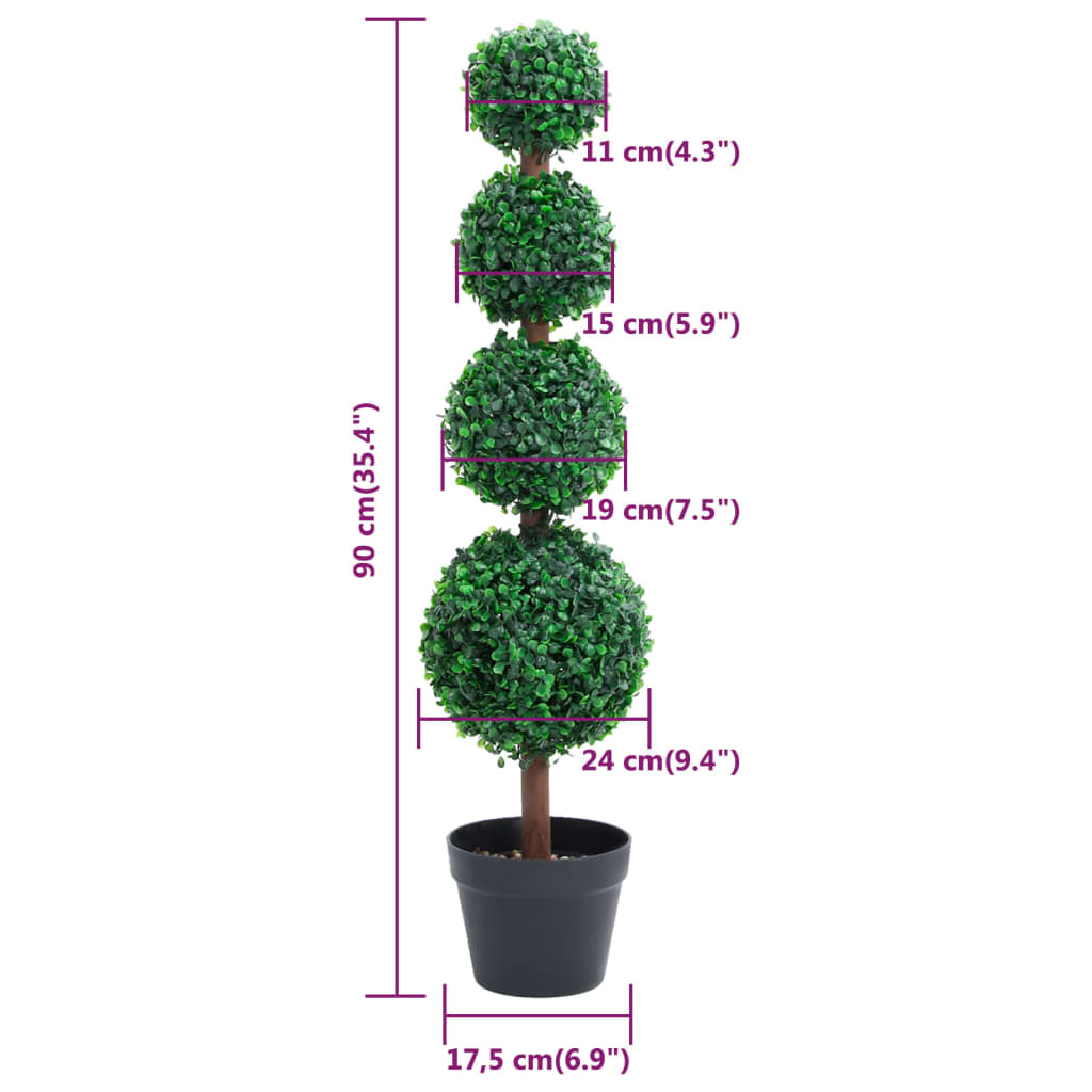 Keinotekoinen puksipuu pallomainen ruukku 90 cm vihreä