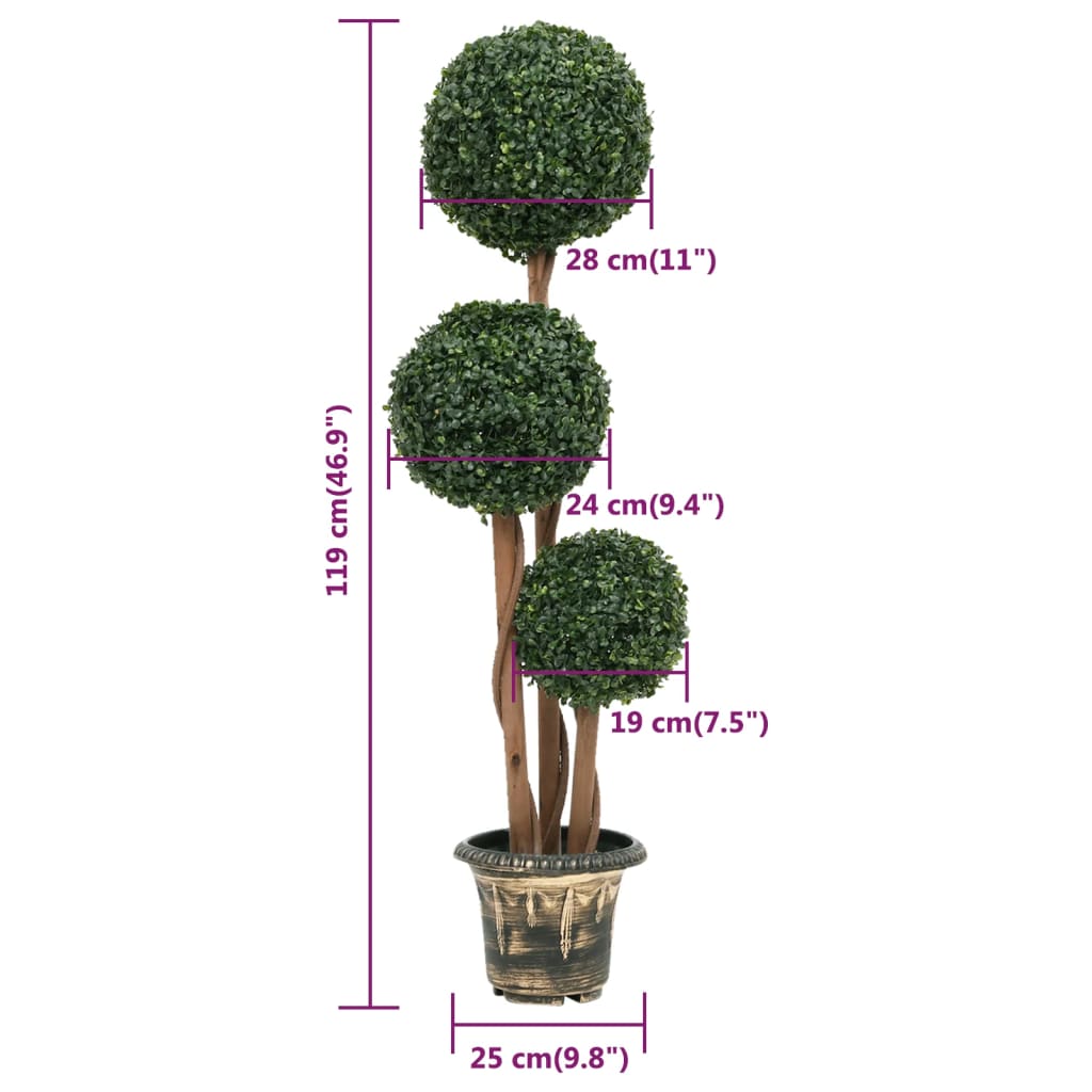 Keinotekoinen puksipuu pallomainen ruukku 119 cm vihreä