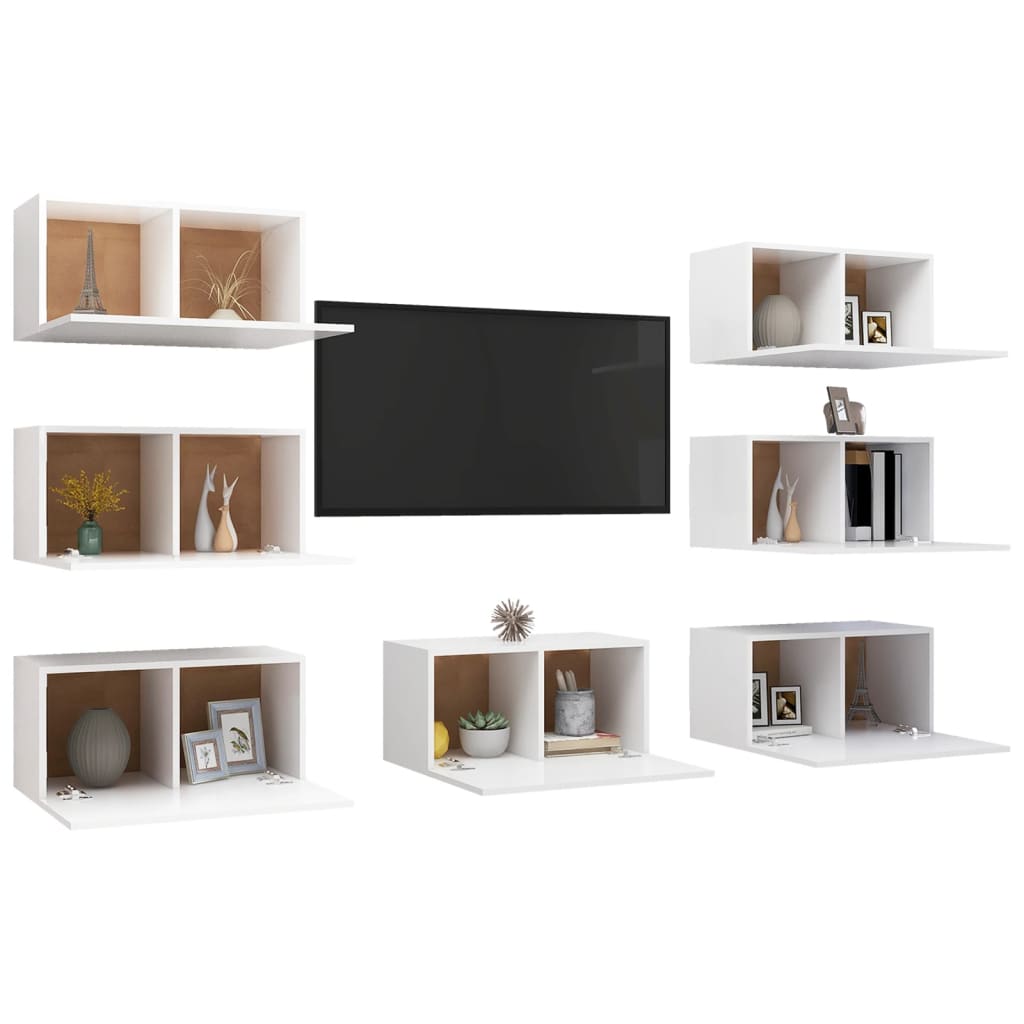 TV-möbel vit TV-bänk set 7 st 30,5x30x60 cm