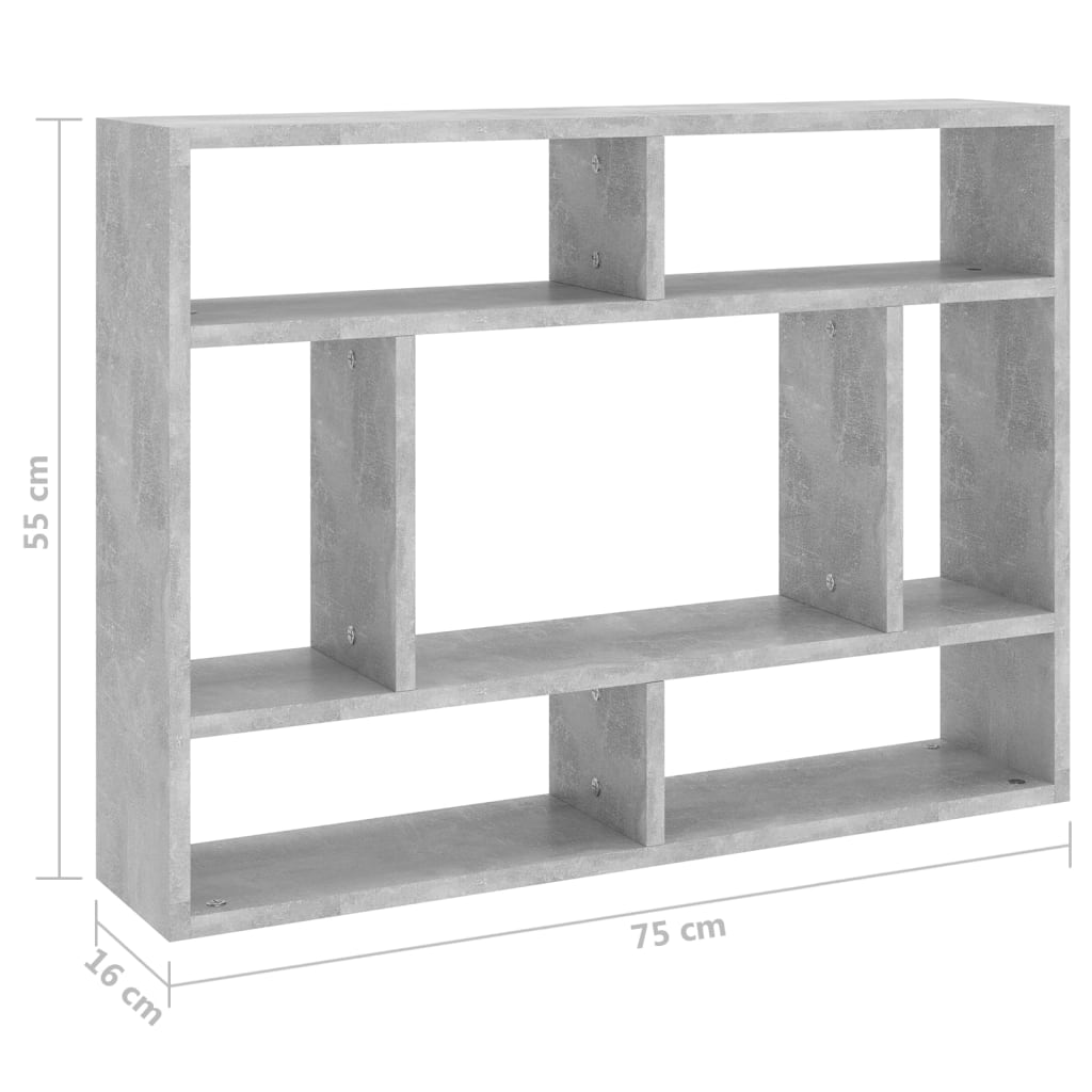 Seinähylly betonin harmaa 75x16x55 cm