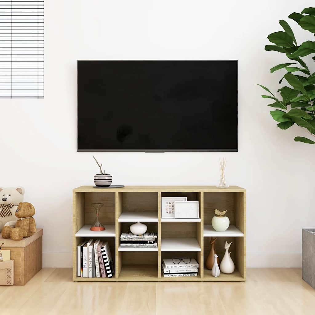 Skoställ Sonoma Ek Skobänk Vit och 103x30x55 cm