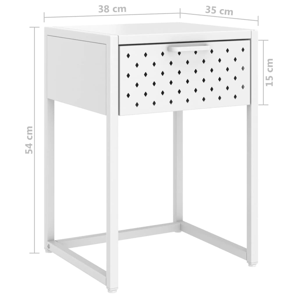 Sängbord Nattduksbord vit 35x35x54 cm stål