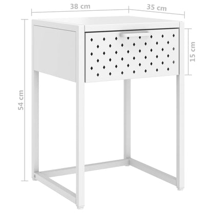 Sängbord Nattduksbord vit 35x35x54 cm stål