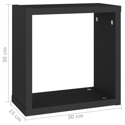 Kuution muotoinen seinähylly 4 kpl musta 30x15x30 cm