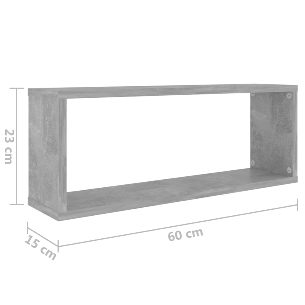 Kuution muotoinen seinähylly 4 kpl betoninharmaa 60x15x23 cm