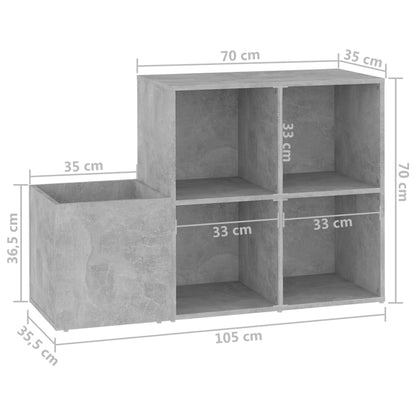 Kenkäteline Kenkäkaappi betonin harmaa 105x35,5x70 cm