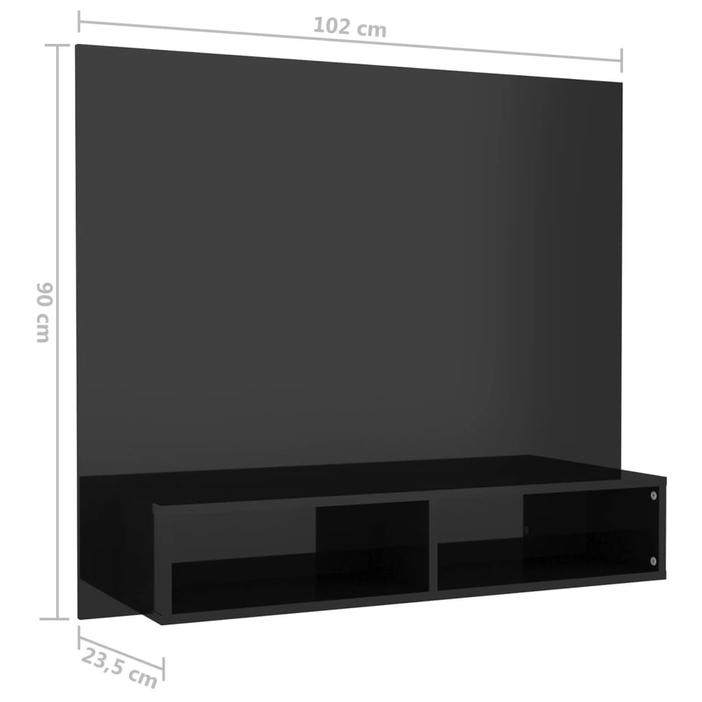 TV-möbel svart 102x23,5x90 cm Väggmonterat TV-skåp