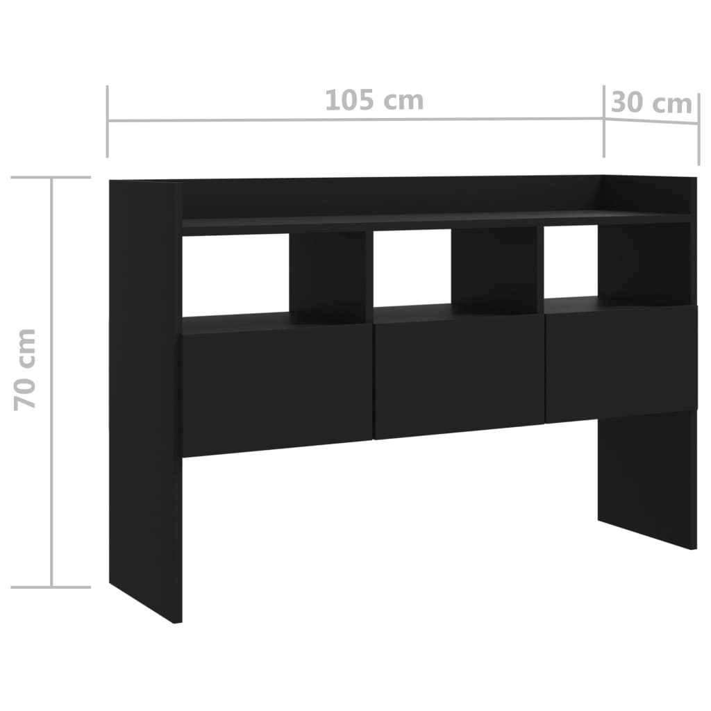 Skänk svart 105x30x70 cm