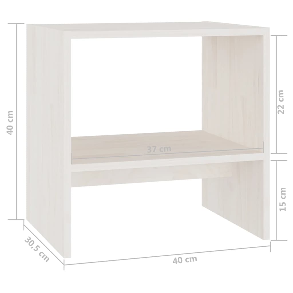 Sängbord Nattduksbord vit 40x30,5x40 cm massiv furu