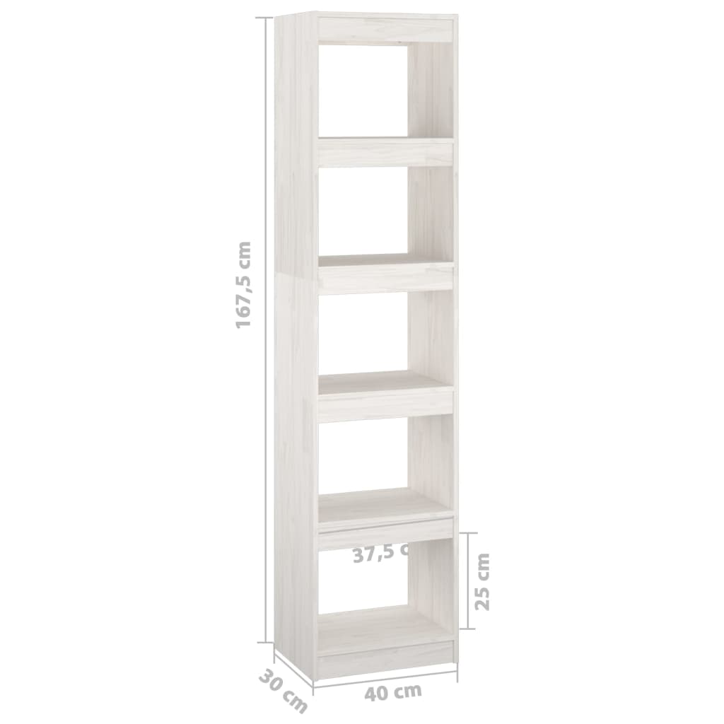 Bokhylla vit 40x30x167,5 cm massiv furu