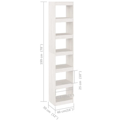 Bokhylla vit 40x30x199 cm massiv furu