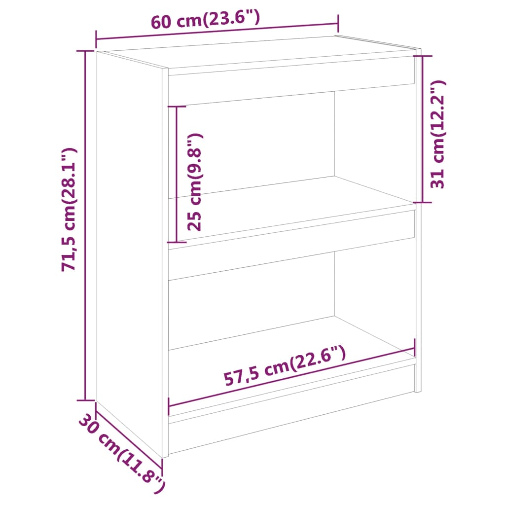 Bokhylla massiv furu Natur 60x30x71,5 cm