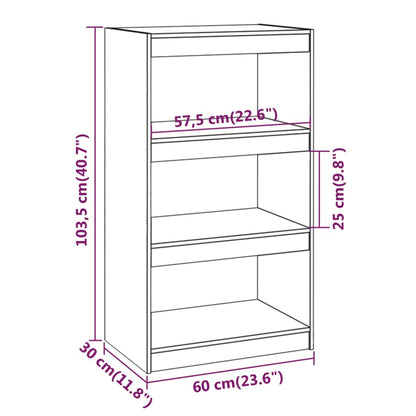 Kirjahylly harmaa 60x30x103,5 cm massiivimäntyä