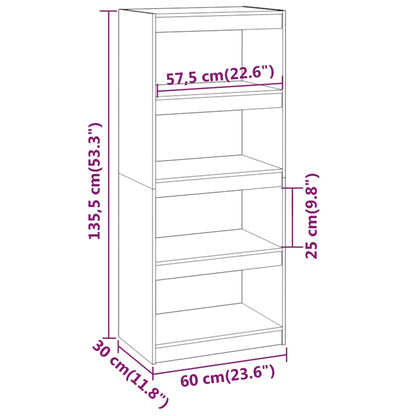 Bokhylla massiv furu Natur 60x30x135,5 cm