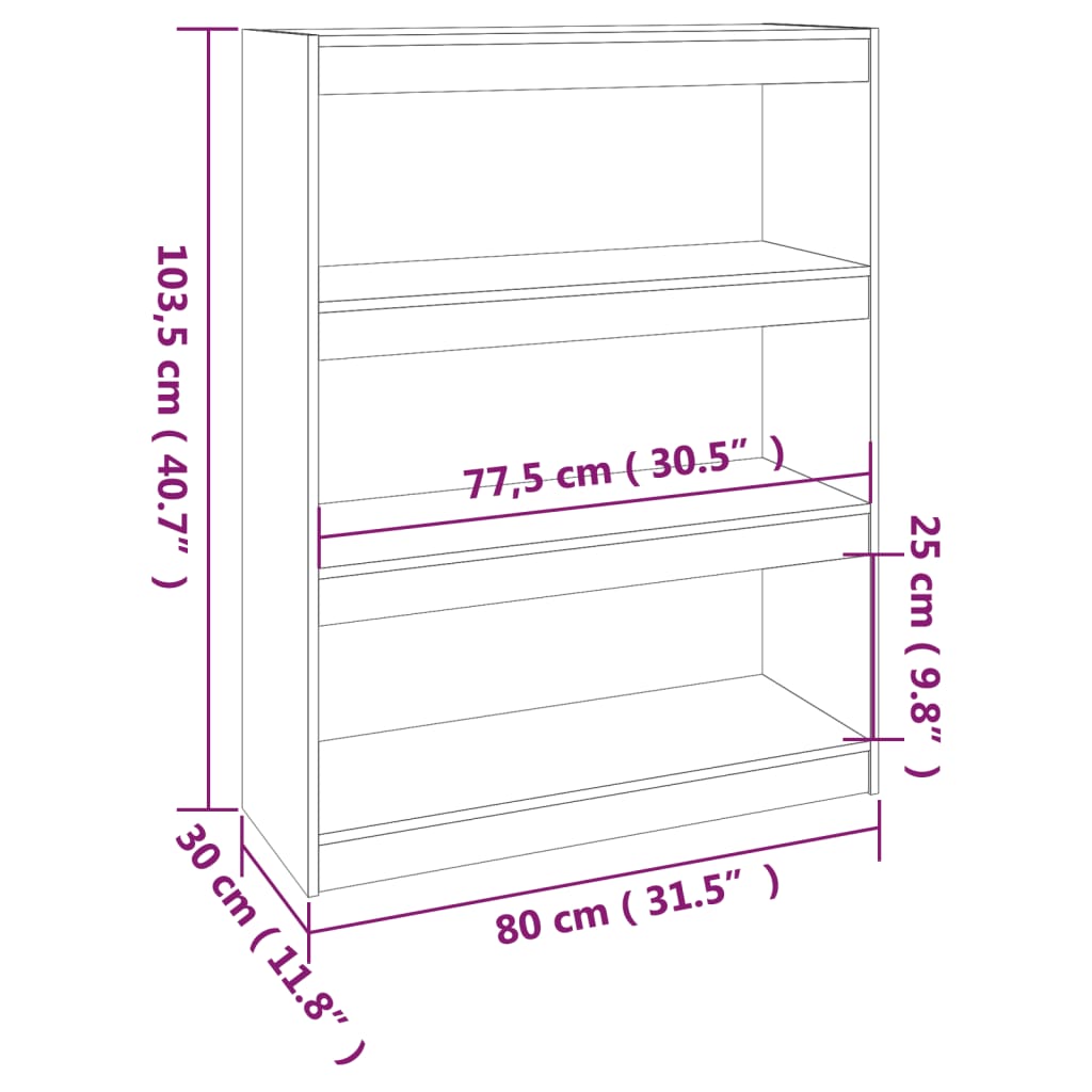 Kirjahylly harmaa 80x30x103,5 cm massiivimäntyä