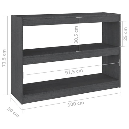 Kirjahylly harmaa 100x30x71,5 cm mäntyä