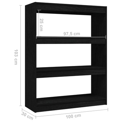 Kirjahylly musta 100x30x103 cm mänty