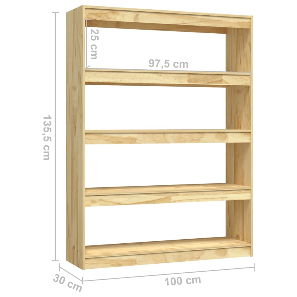 Kirjahylly Natural 100x30x135,5 cm mäntyä