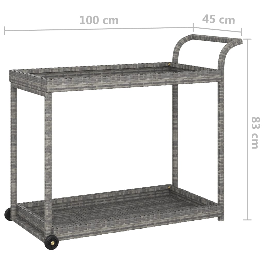 Keittiövaunu Tarjoiluvaunu harmaa 100x45x83 cm synteettinen rottinki