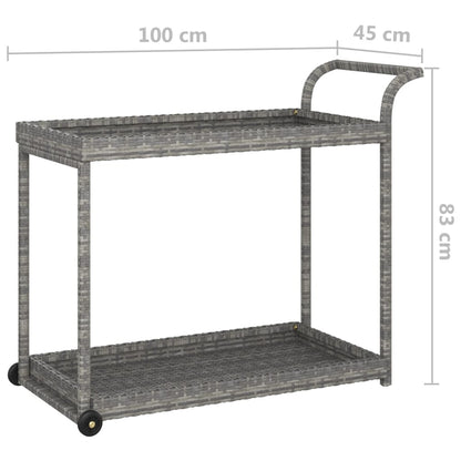 Keittiövaunu Tarjoiluvaunu harmaa 100x45x83 cm synteettinen rottinki