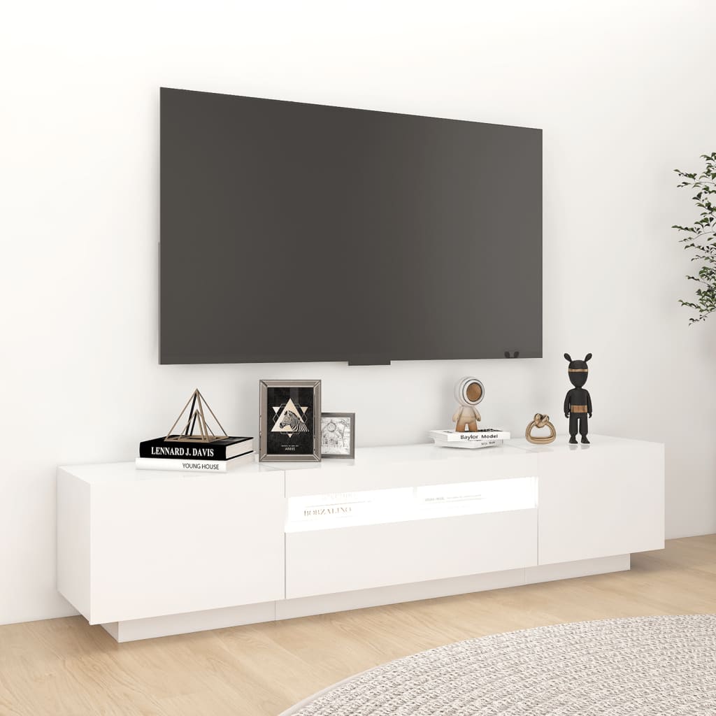 TV-möbel vit TV-bänk med LED-belysning 180x35x40 cm