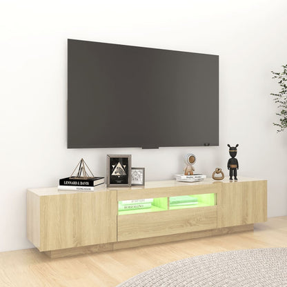 TV-möbel sonoma ek TV-bänk med LED-belysning 180x35x40 cm