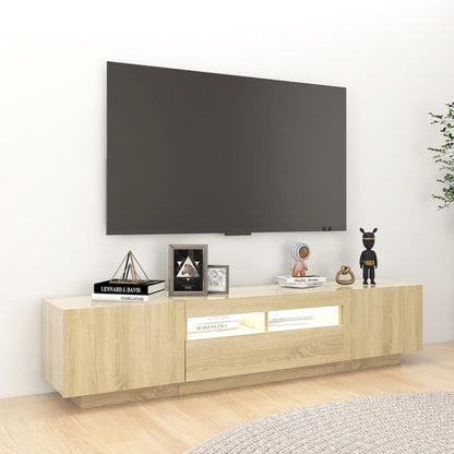 TV-möbel sonoma ek TV-bänk med LED-belysning 180x35x40 cm