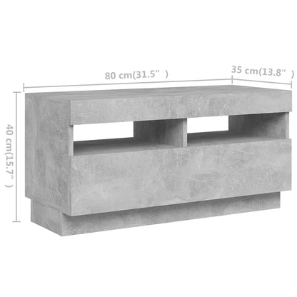 TV-möbel betonggrå TV-bänk med LED-belysning 180x35x40 cm