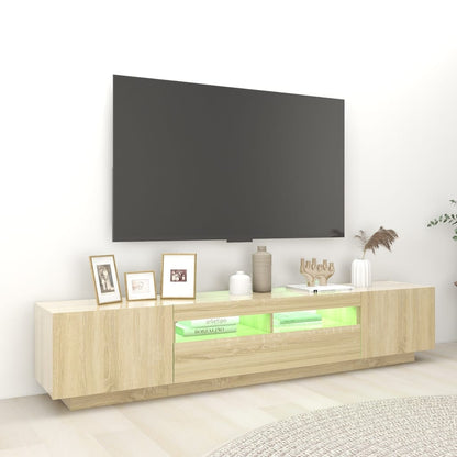 TV-möbel sonoma ek TV-bänk med LED-belysning 200x35x40 cm