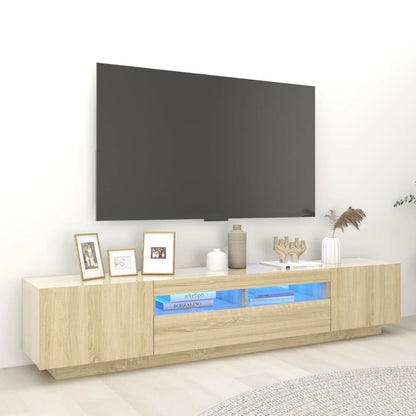 TV-möbel sonoma ek TV-bänk med LED-belysning 200x35x40 cm